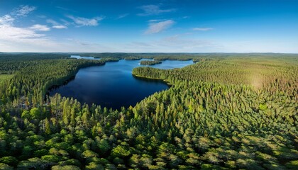 taiga forest and lakes in the saimaa region in finland © Justin