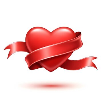 Red Heart with Ribbon Valentine Clip Art