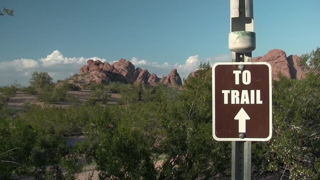 Trail sign at Papago Buttes park in Phoenix, AZ