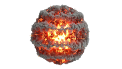 Fiery Explosion Cloud Isolated on Transparent Background