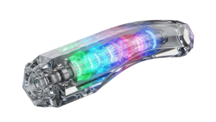Futuristic Crystal Device with Rainbow Lights Isolated