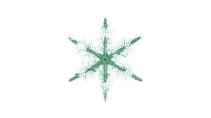 Green Snowflake Crystal Isolated on Transparent Background