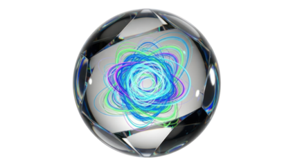 Abstract Swirls Inside Glass Sphere Isolated on Transparent Background