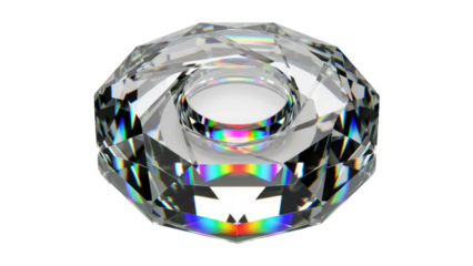 Octagonal Crystal Prism with Rainbow Refractions isolated on transparent background