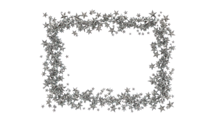 Silver Star Border Frame isolated on transparent background