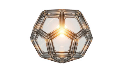 Geometric Icosahedron with Light, Isolated on Transparent Background