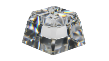Clear Crystal Cube with Facets isolated on transparent background