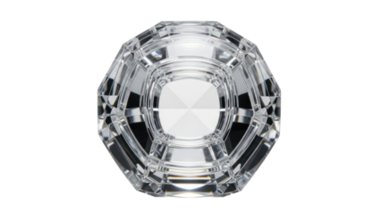 Octagonal Crystal Glass Knob isolated on transparent background