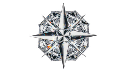 Crystal Star Compass Rose Isolated on Transparent Background