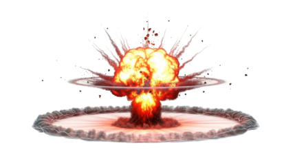 Explosion with fire and smoke isolated on transparent background
