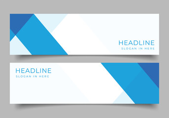 Naklejka premium set of blue geometric diagonal banner for presentation business template background