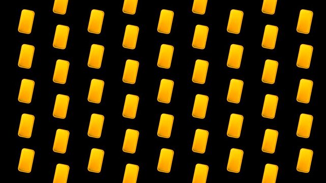 Graphic design animation on classic yellow gold ingots pattern with smooth texture isolated on white background. 4K video.