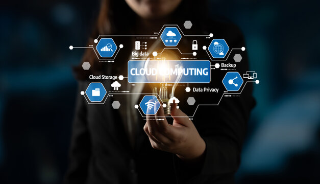 A business professional showcases a light bulb symbolizing innovation alongside cloud computing technology icons, highlighting crucial data management and security concepts. Tessel - Powered by Adobe