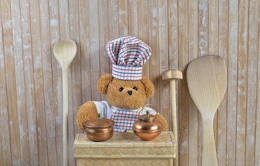Teddy bear cook cooking