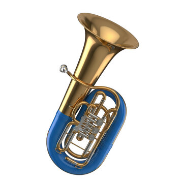 Golden euphonium on transparent background