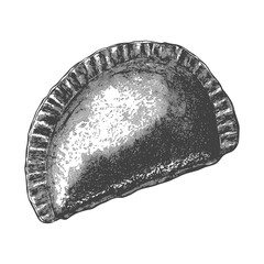 A single baked half moon pastry illustration