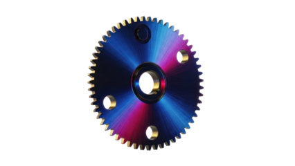 Colorful Metal Gear Isolated on Transparent Background