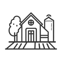 Simple Farm Scene with House and Silo