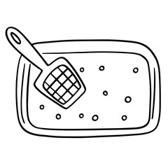 Hand Drawn Doodle Cat Litter Box Illustration for Pet Shop Branding and Veterinary Design
