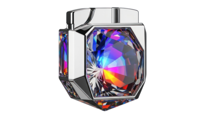 Luxury Lighter with Gemstones Isolated on Transparent Background