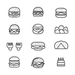 Collection of Simple Burger and Bread Icons