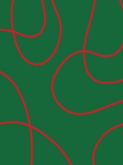 Green background with red curvy lines