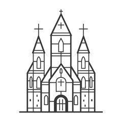Obraz premium A simple line drawing of a church building