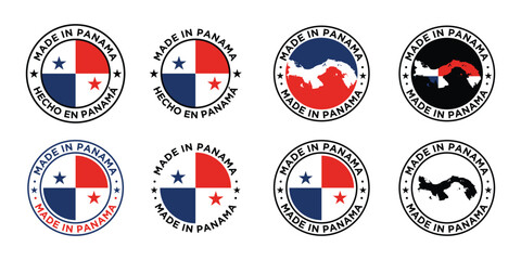 set of made in panama stamp label design