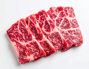 Raw wagyu slices