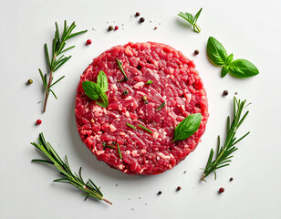 Raw ground beef circle