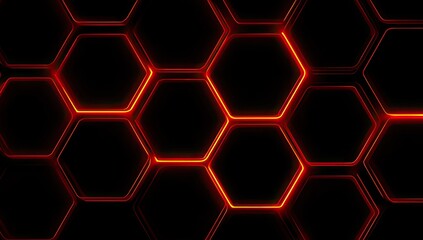 Glowing red-orange honeycomb pattern on black creates a futuristic, high-tech feel