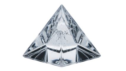 Clear pyramid shape, isolated on transparent background