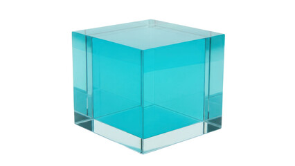 Fototapeta premium Transparent Blue Cube Isolated on Transparent Background