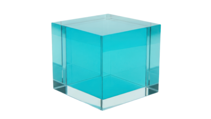 Transparent Blue Cube Isolated on Transparent Background