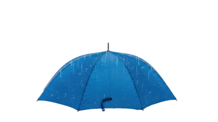 Blue Umbrella with Raindrops Isolated on Transparent Background