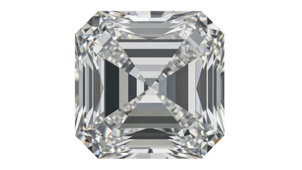 Asscher Cut Diamond Gemstone Isolated on Transparent Background