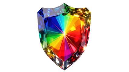 Rainbow Gemstone Shield Isolated on Transparent Background