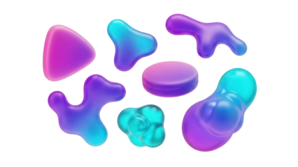 Colorful Blob Shapes Isolated on Transparent Background