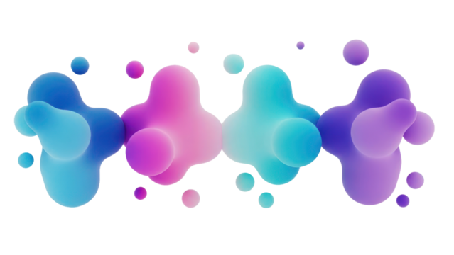 Colorful Fluid Shapes Isolated on Transparent Background - Powered by Adobe
