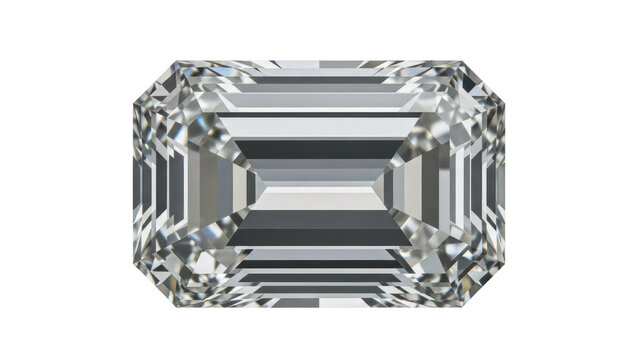Emerald Cut Diamond Gemstone Isolated on Transparent Background