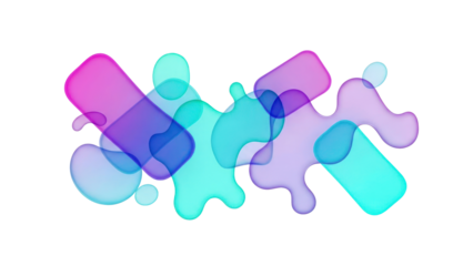 Abstract Gradient Shapes, Fluid Blobs, Isolated on Transparent Background