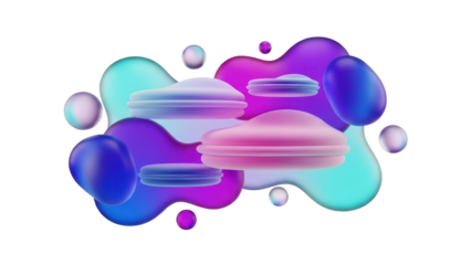 Abstract Fluid Shapes and Spheres Isolated Transparent Background
