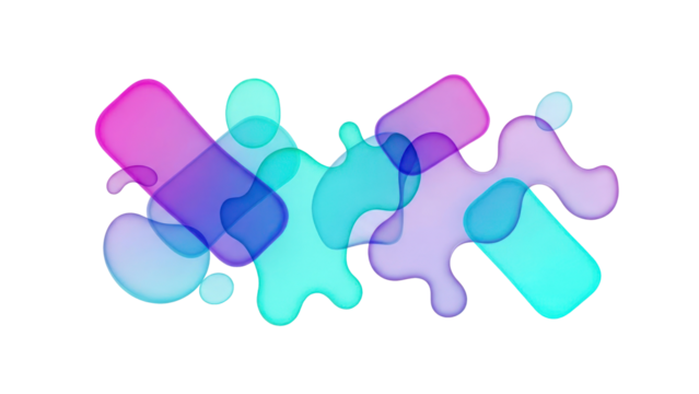 Abstract Gradient Shapes, Fluid Blobs, Isolated on Transparent Background - Powered by Adobe
