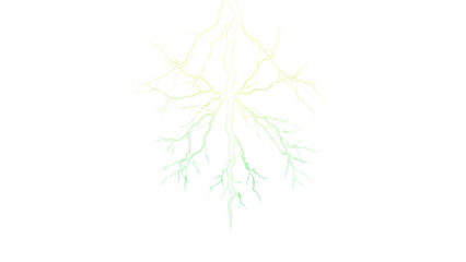 Abstract lightning strike, isolated on transparent background