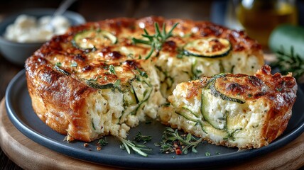 Delicious Zucchini Pie with Rosemary, a Savory and Vegetarian Dish for Lunch or Dinner