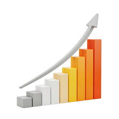 3d growing bar graph icon isolated on transparent background