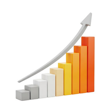 3d growing bar graph icon isolated on transparent background