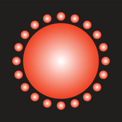 Red round frame, Radial circle design