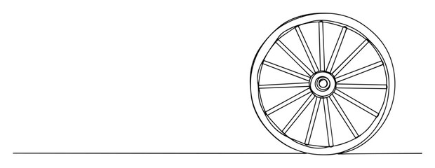 old wooden wheel line art illustration © Wieslaw