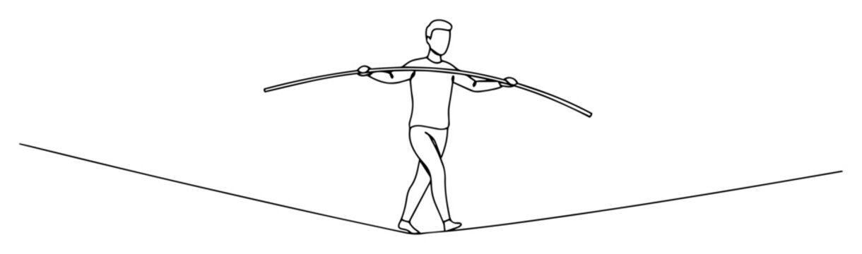 tightrope walker balancing line sketch